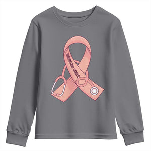 Endometrial Cancer Healthcare Warrior Youth Sweatshirt Peach Stethoscope Nurse
