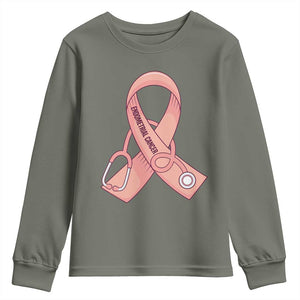 Endometrial Cancer Healthcare Warrior Youth Sweatshirt Peach Stethoscope Nurse