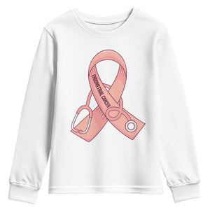 Endometrial Cancer Healthcare Warrior Youth Sweatshirt Peach Stethoscope Nurse