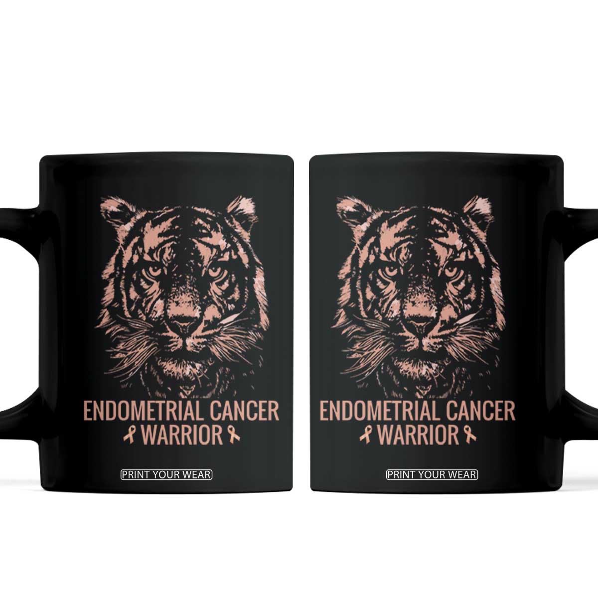 Endometrial Cancer Warrior Tiger Coffee Mug Strength Courage Hope