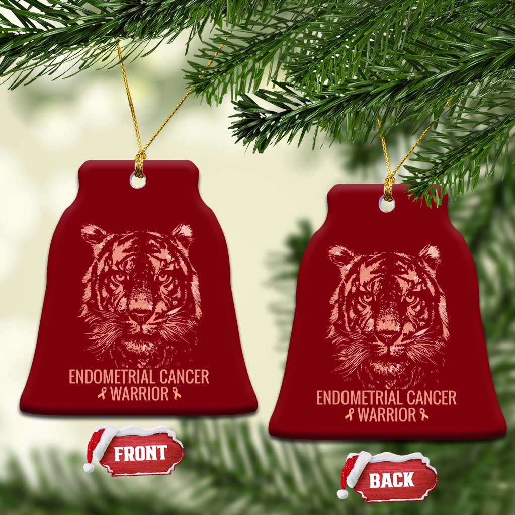 Endometrial Cancer Warrior Tiger Ceramic Ornament Strength Courage Hope