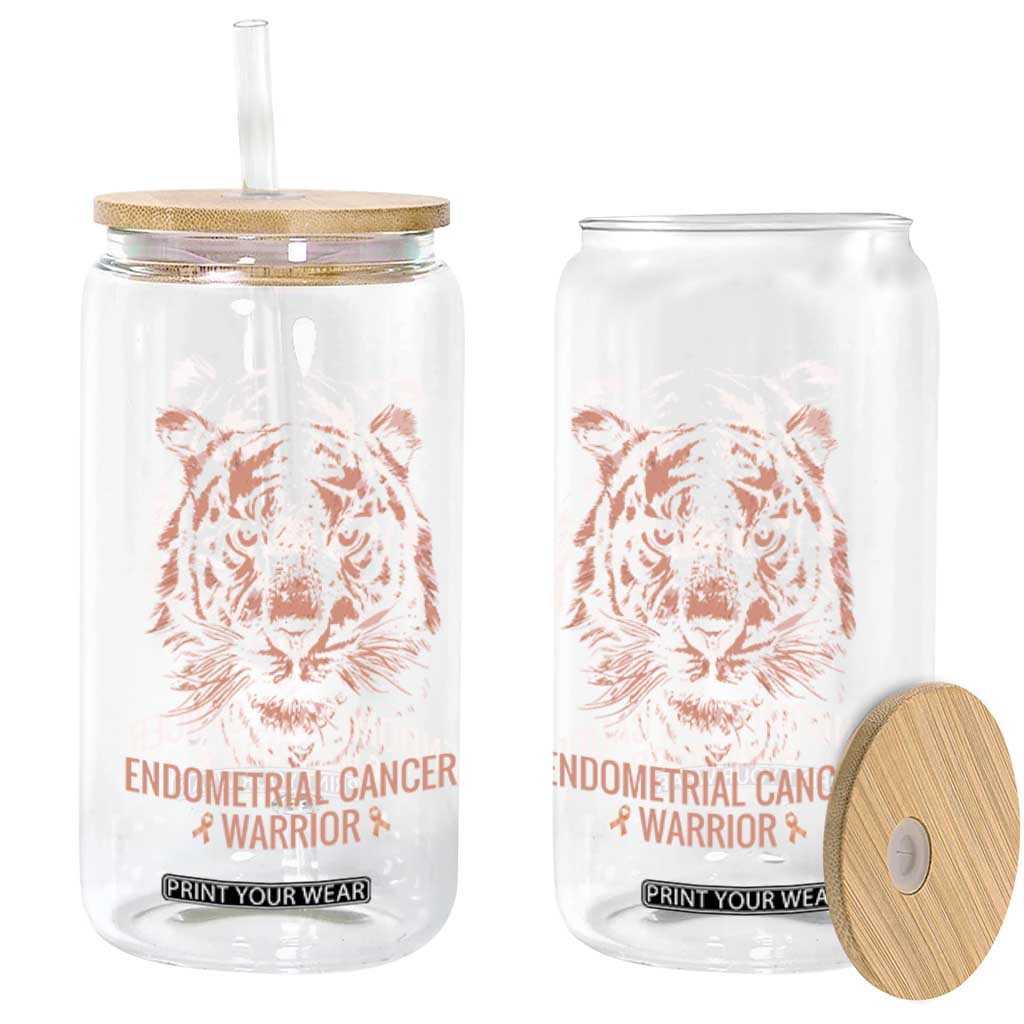 Endometrial Cancer Warrior Tiger Glass Can Strength Courage Hope