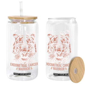 Endometrial Cancer Warrior Tiger Glass Can Strength Courage Hope