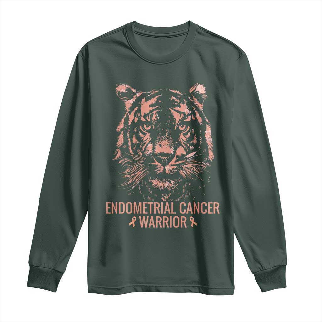 Endometrial Cancer Warrior Tiger Long Sleeve Shirt Strength Courage Hope