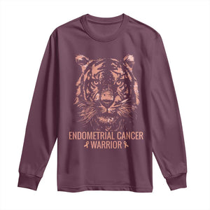 Endometrial Cancer Warrior Tiger Long Sleeve Shirt Strength Courage Hope