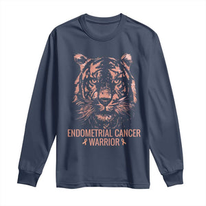 Endometrial Cancer Warrior Tiger Long Sleeve Shirt Strength Courage Hope