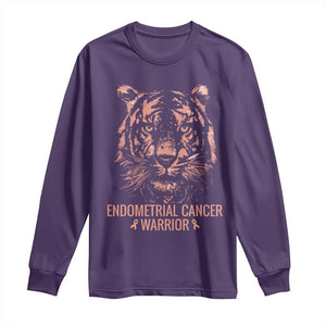 Endometrial Cancer Warrior Tiger Long Sleeve Shirt Strength Courage Hope