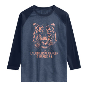 Endometrial Cancer Warrior Tiger Raglan Shirt Strength Courage Hope