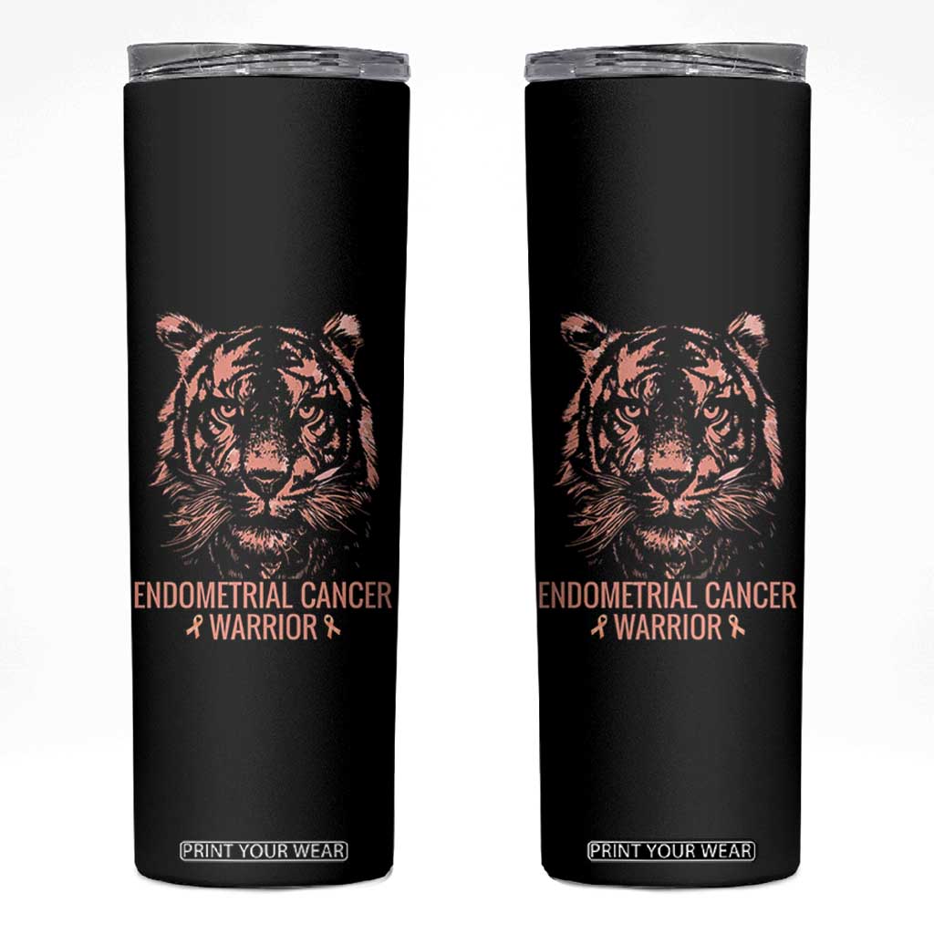 Endometrial Cancer Warrior Tiger Skinny Tumbler Strength Courage Hope