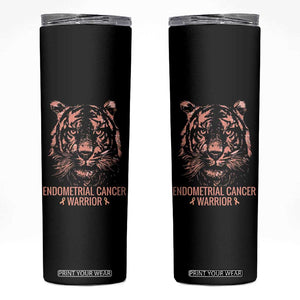 Endometrial Cancer Warrior Tiger Skinny Tumbler Strength Courage Hope