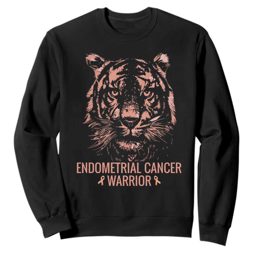 Endometrial Cancer Warrior Tiger Sweatshirt Strength Courage Hope