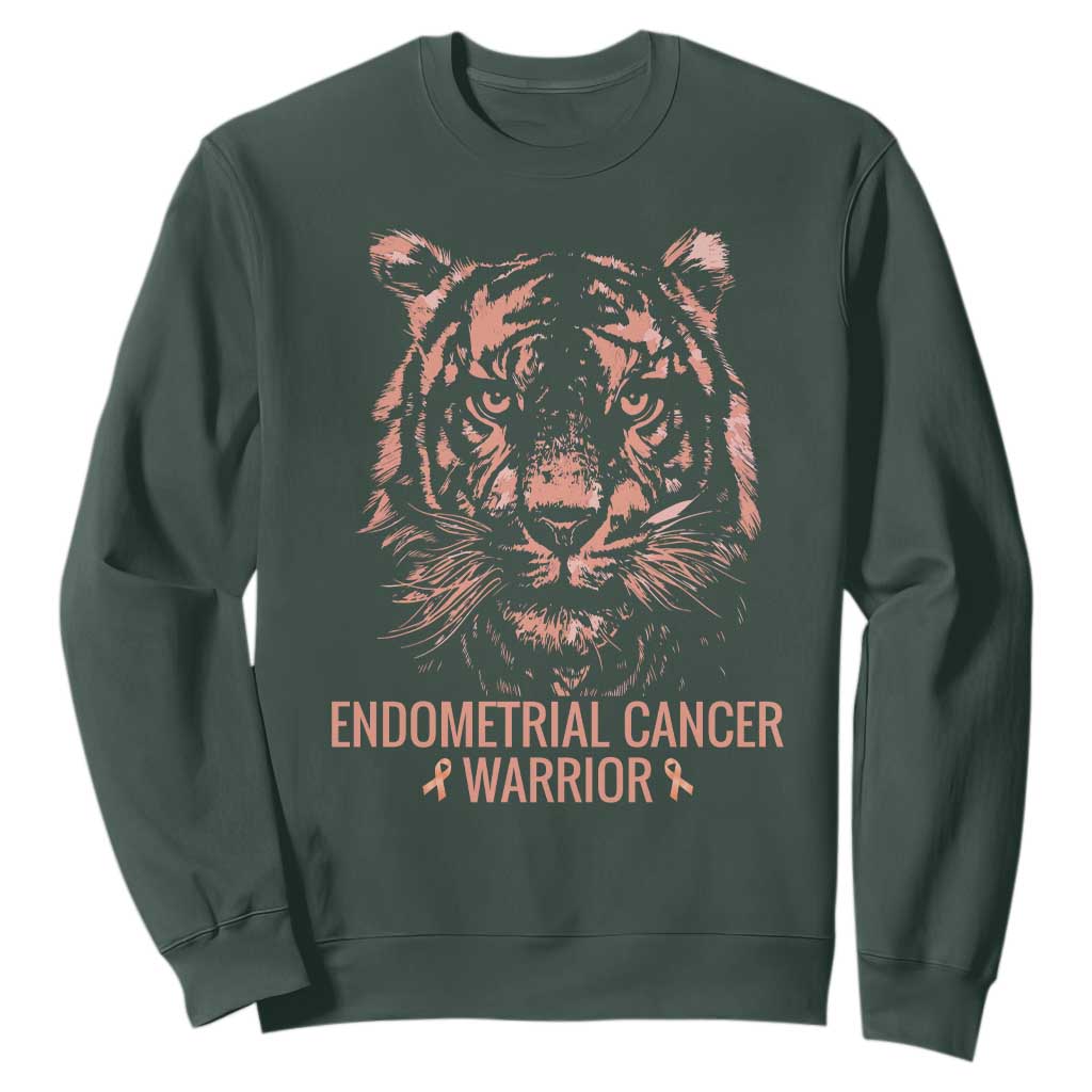 Endometrial Cancer Warrior Tiger Sweatshirt Strength Courage Hope
