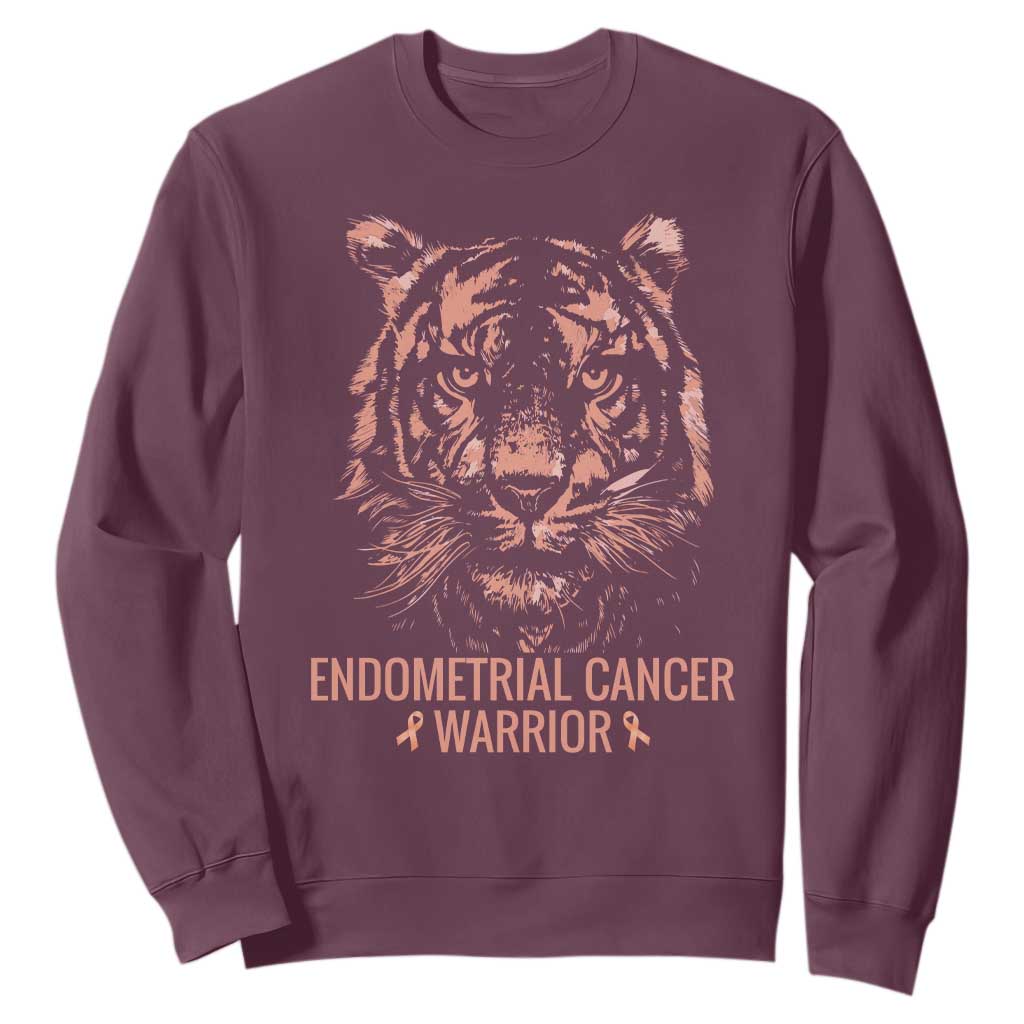 Endometrial Cancer Warrior Tiger Sweatshirt Strength Courage Hope