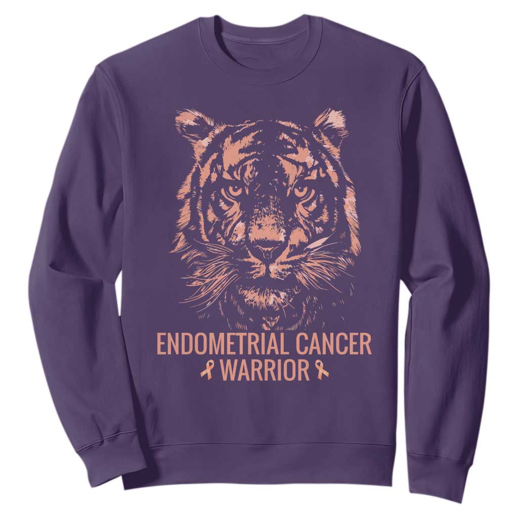 Endometrial Cancer Warrior Tiger Sweatshirt Strength Courage Hope