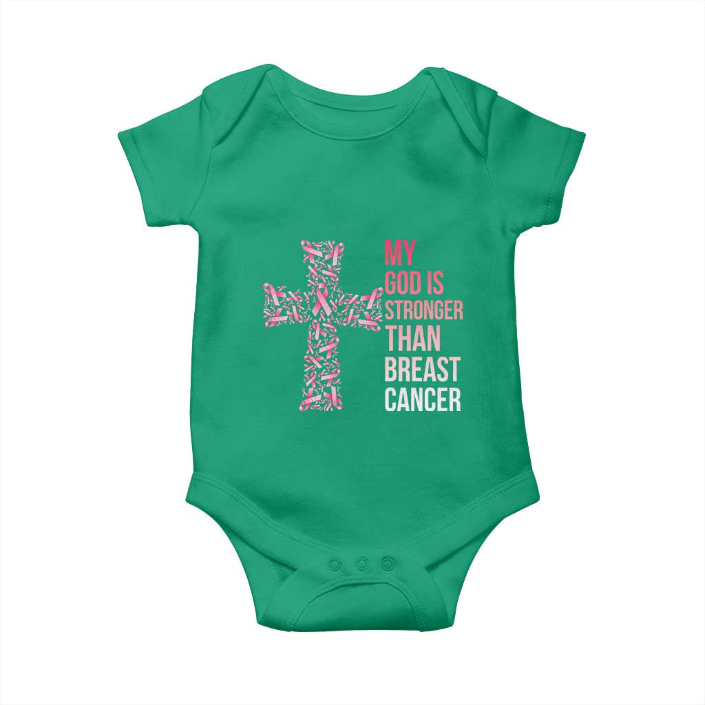 My God Is Stronger Than Breast Cancer Survivor Hope Gift Baby Onesie
