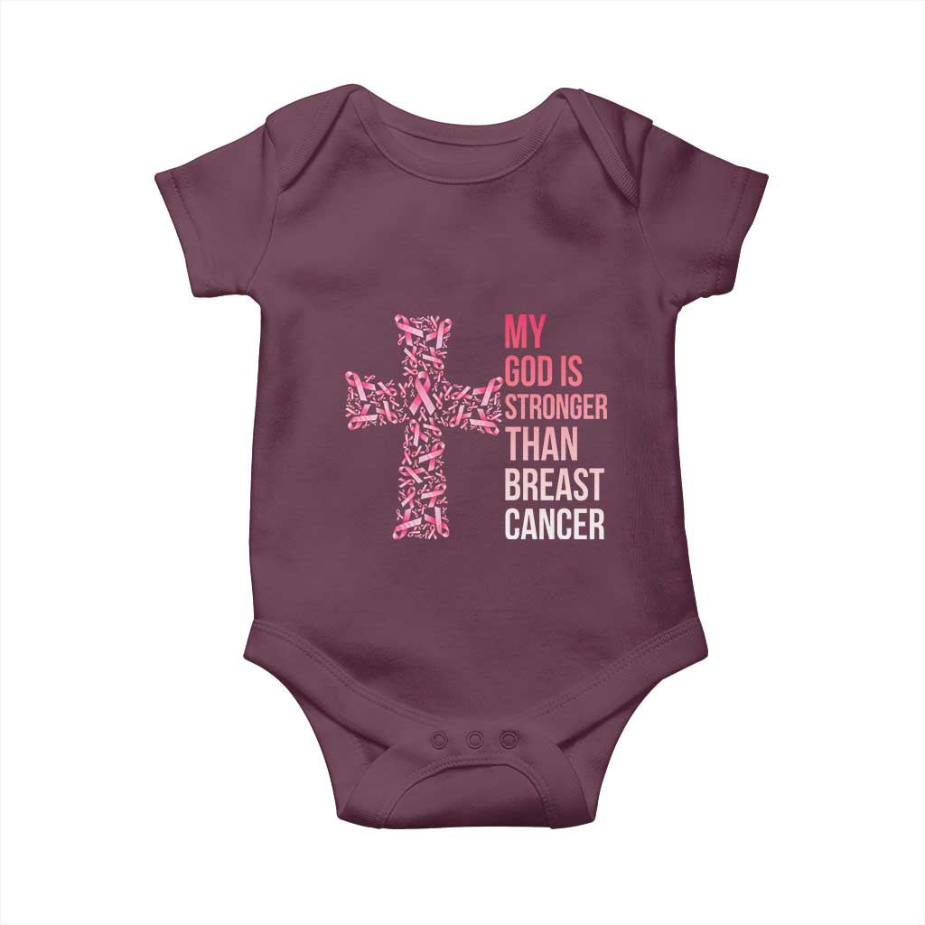 My God Is Stronger Than Breast Cancer Survivor Hope Gift Baby Onesie