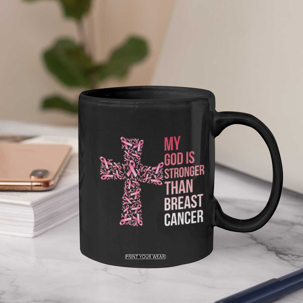 My God Is Stronger Than Breast Cancer Survivor Hope Gift Coffee Mug