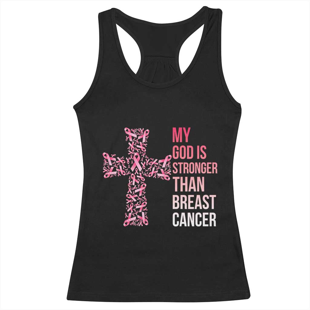 My God Is Stronger Than Breast Cancer Survivor Hope Gift Racerback Tank Top TS12 Black Print Your Wear