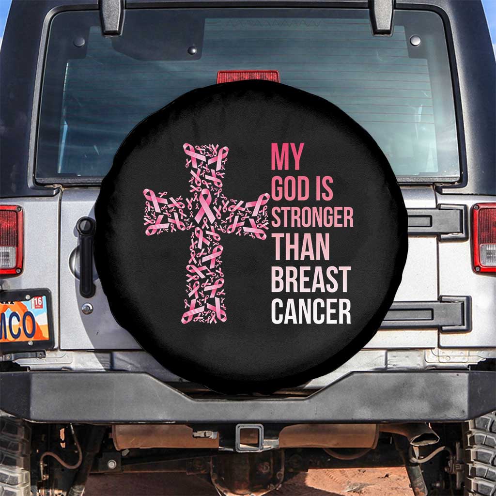 My God Is Stronger Than Breast Cancer Survivor Hope Gift Spare Tire Cover TS12 No hole Black Print Your Wear
