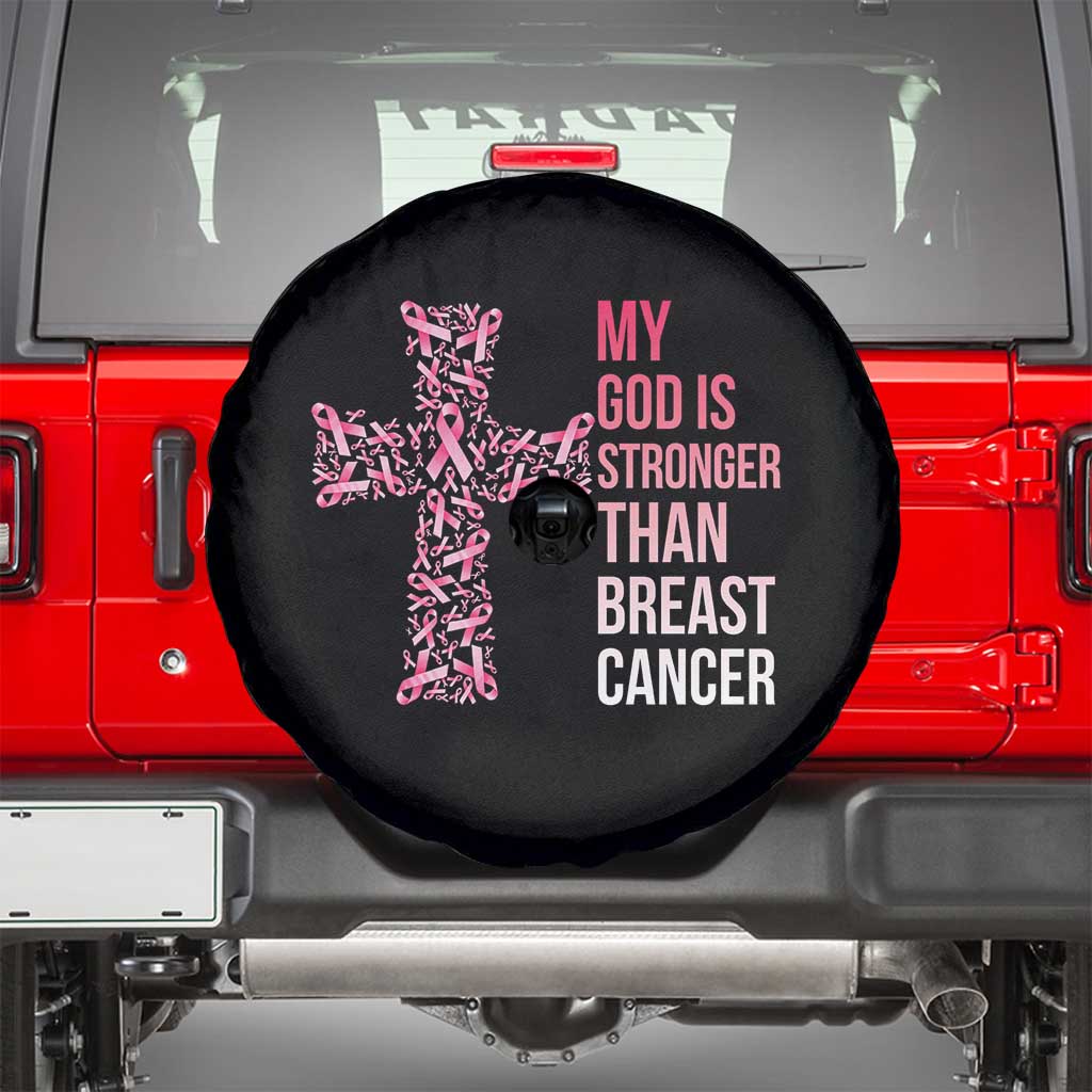 My God Is Stronger Than Breast Cancer Survivor Hope Gift Spare Tire Cover