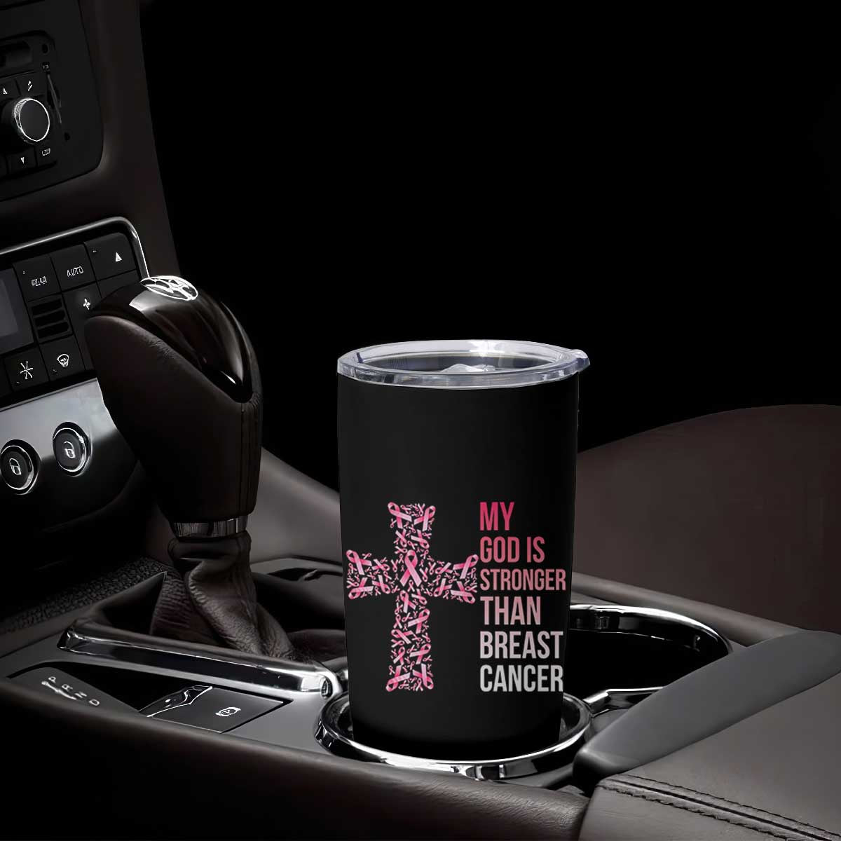 My God Is Stronger Than Breast Cancer Survivor Hope Gift Tumbler Cup