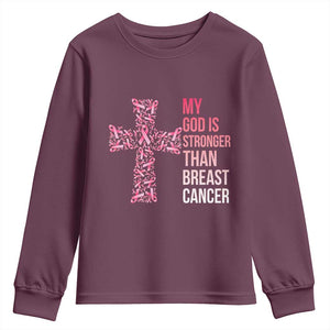 My God Is Stronger Than Breast Cancer Survivor Hope Gift Youth Sweatshirt