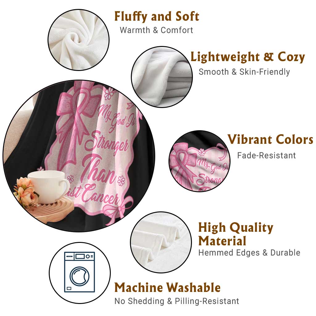 My God Is Stronger Than Breast Cancer Throw Blanket Christian Support Gift