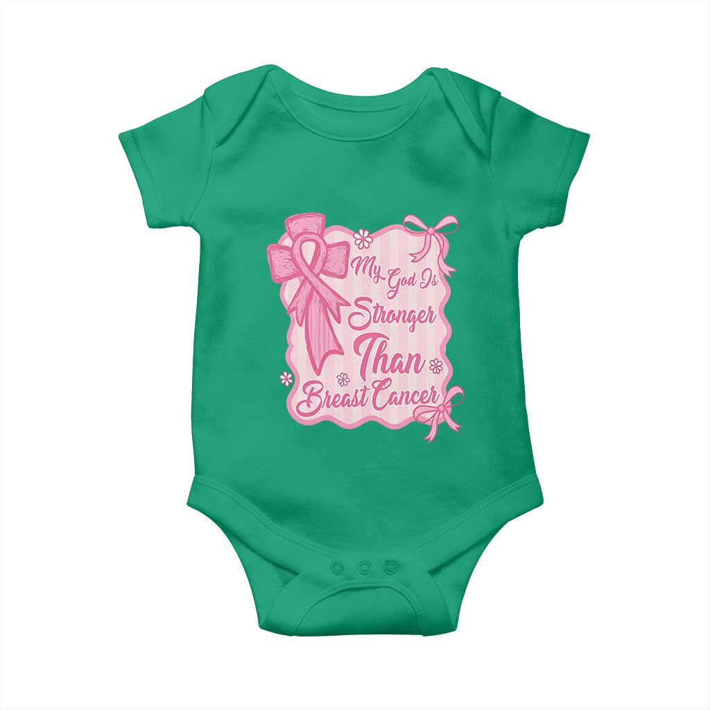 My God Is Stronger Than Breast Cancer Baby Onesie Christian Support Gift