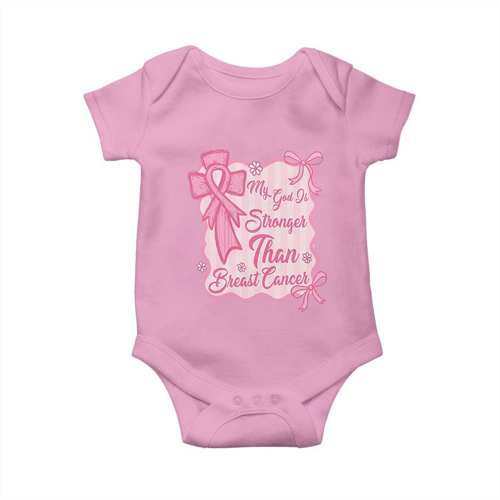 My God Is Stronger Than Breast Cancer Baby Onesie Christian Support Gift