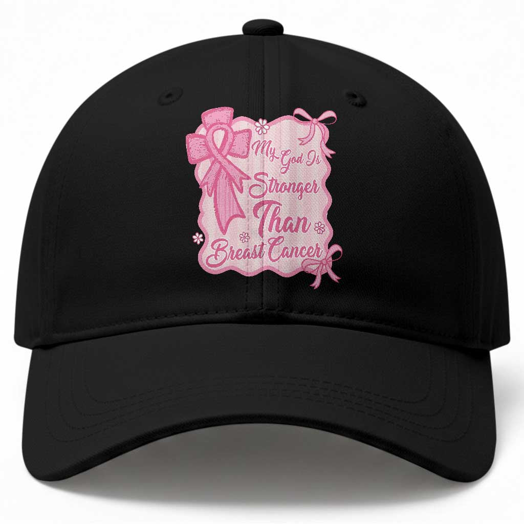 My God Is Stronger Than Breast Cancer Baseball Cap Christian Support Gift