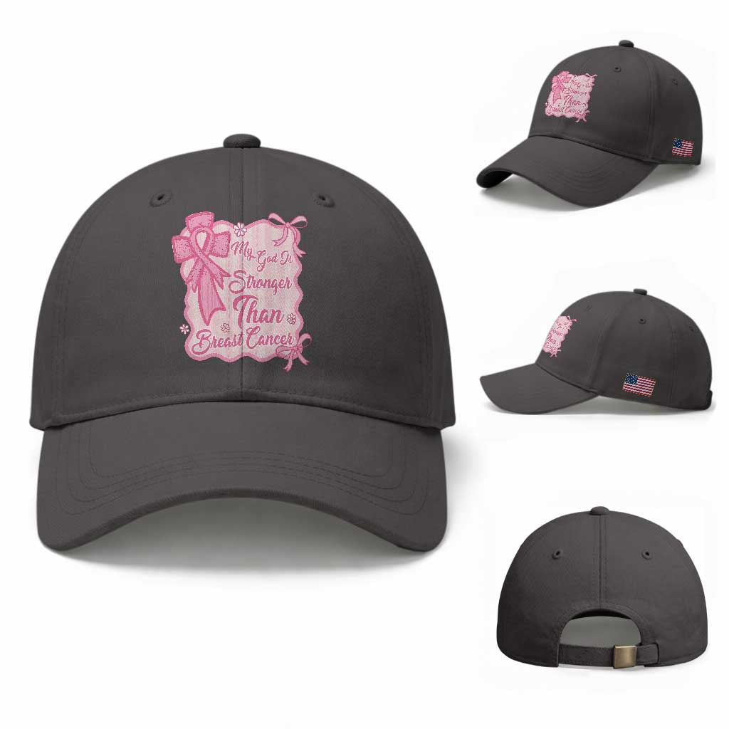 My God Is Stronger Than Breast Cancer Baseball Cap Christian Support Gift