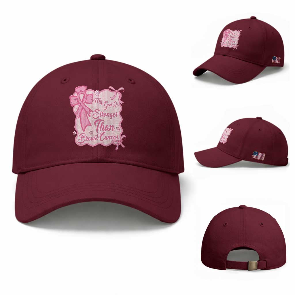 My God Is Stronger Than Breast Cancer Baseball Cap Christian Support Gift