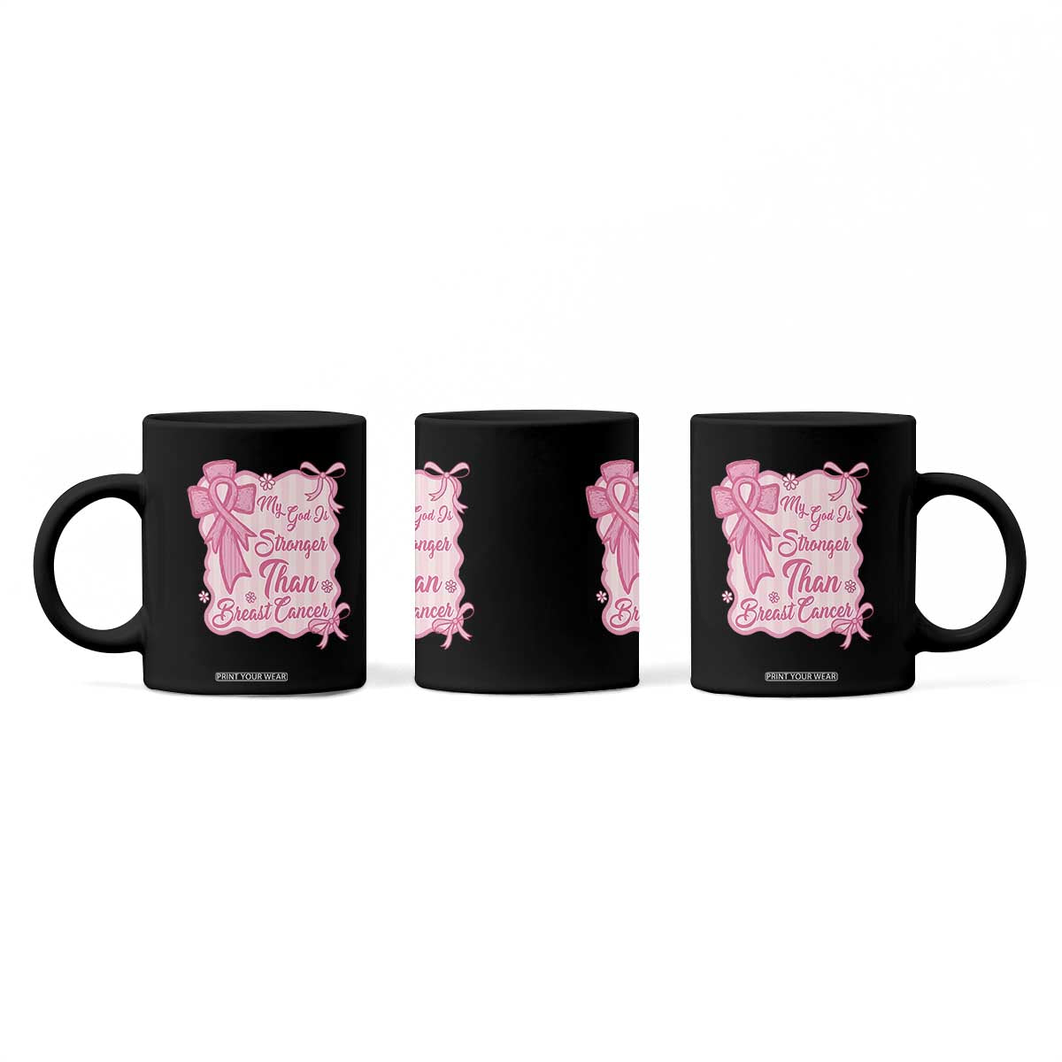 My God Is Stronger Than Breast Cancer Coffee Mug Christian Support Gift