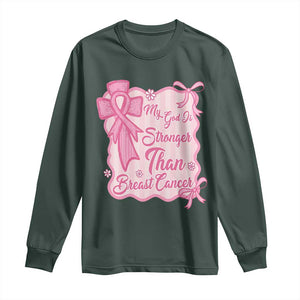 My God Is Stronger Than Breast Cancer Long Sleeve Shirt Christian Support Gift
