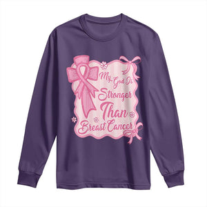 My God Is Stronger Than Breast Cancer Long Sleeve Shirt Christian Support Gift