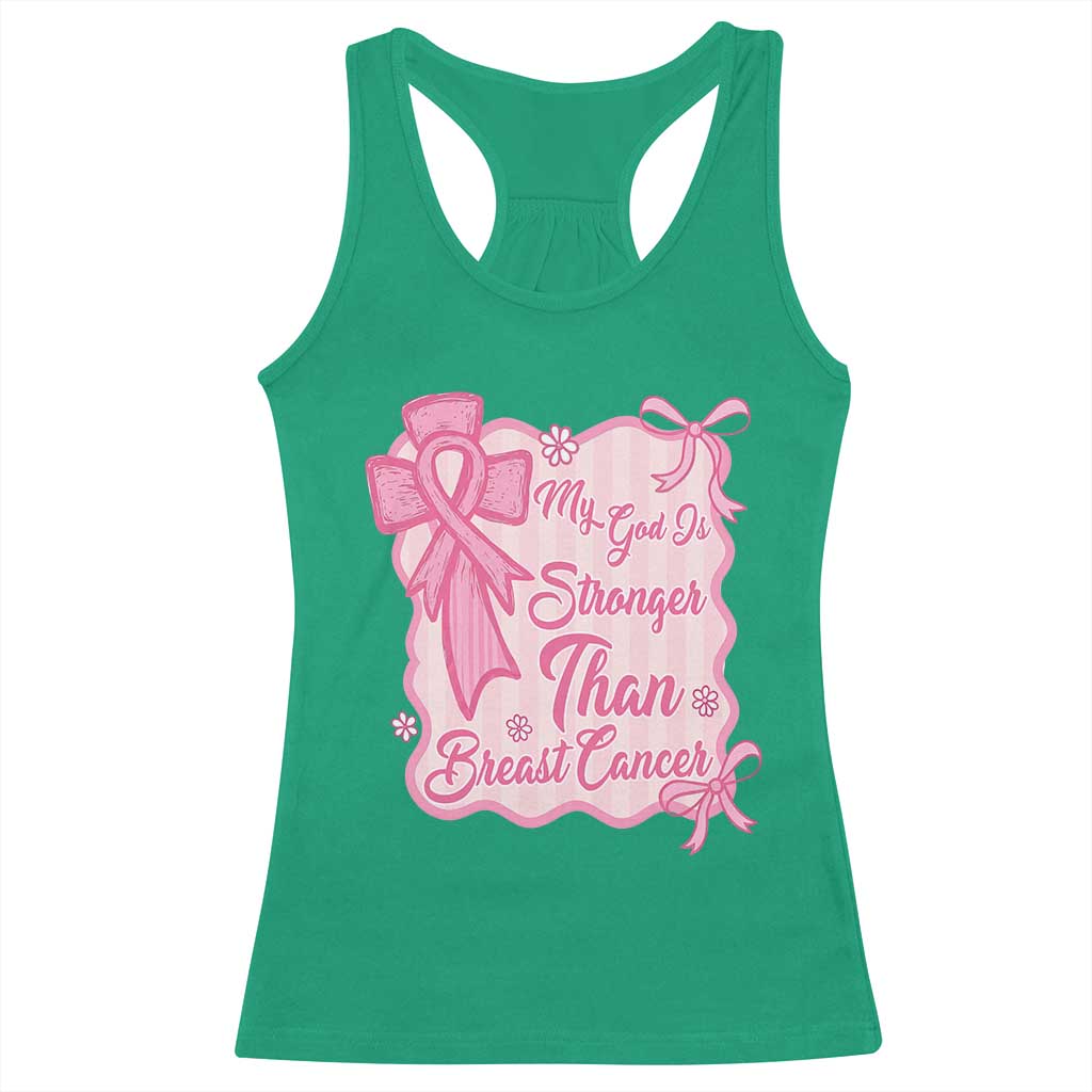 My God Is Stronger Than Breast Cancer Racerback Tank Top Christian Support Gift