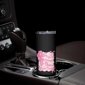 My God Is Stronger Than Breast Cancer Skinny Tumbler Christian Support Gift