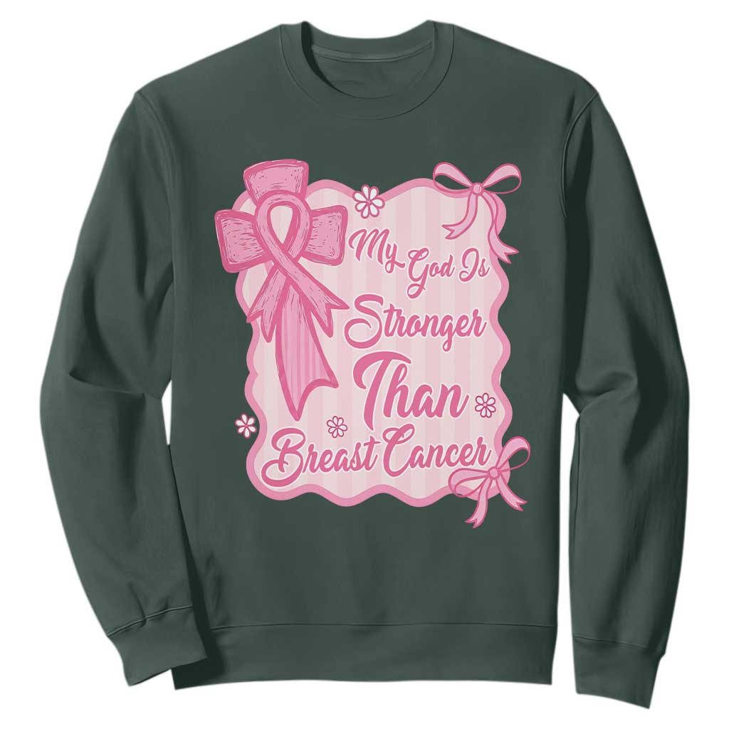 My God Is Stronger Than Breast Cancer Sweatshirt Christian Support Gift