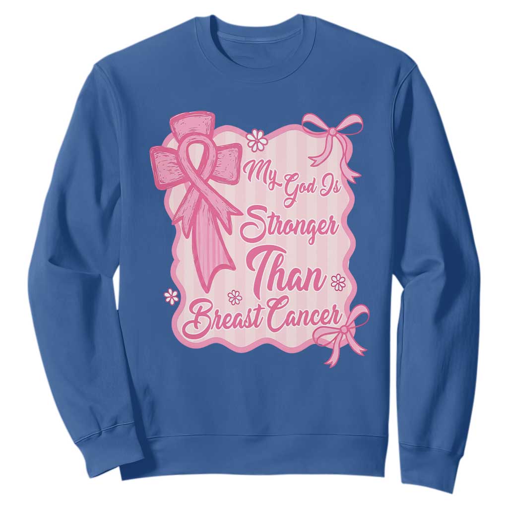 My God Is Stronger Than Breast Cancer Sweatshirt Christian Support Gift