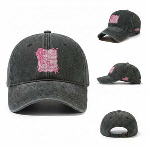 My God Is Stronger Than Breast Cancer Washed Cotton Baseball Cap Christian Support Gift