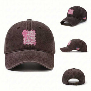 My God Is Stronger Than Breast Cancer Washed Cotton Baseball Cap Christian Support Gift