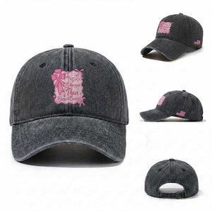 My God Is Stronger Than Breast Cancer Washed Cotton Baseball Cap Christian Support Gift