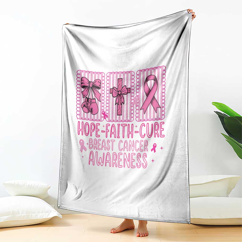 Hope Faith Cure Breast Cancer Awareness Throw Blanket Pink Ribbon Survivor Support Gift