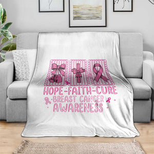 Hope Faith Cure Breast Cancer Awareness Throw Blanket Pink Ribbon Survivor Support Gift