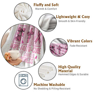 Hope Faith Cure Breast Cancer Awareness Throw Blanket Pink Ribbon Survivor Support Gift