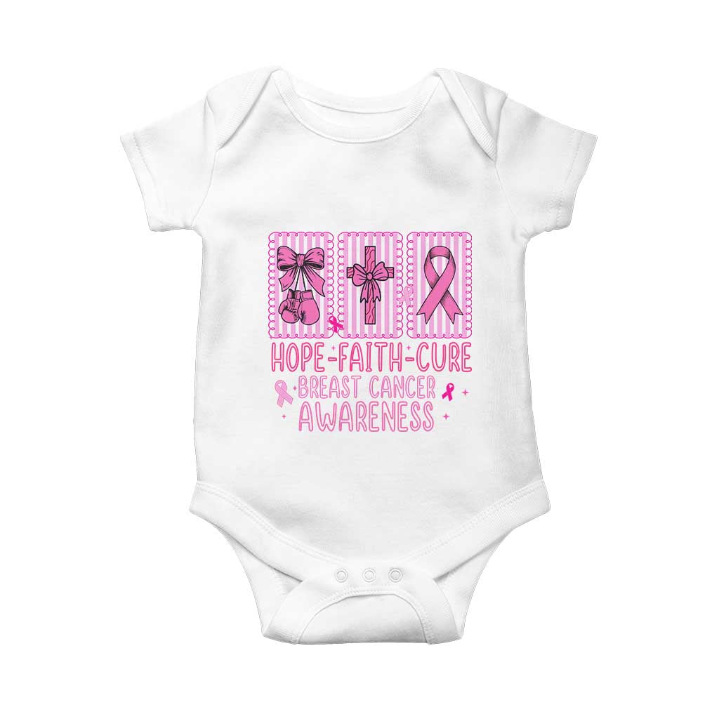 Hope Faith Cure Breast Cancer Awareness Baby Onesie Pink Ribbon Survivor Support Gift TS12 White Print Your Wear