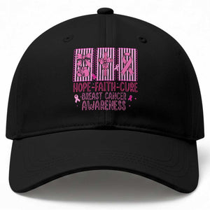 Hope Faith Cure Breast Cancer Awareness Baseball Cap Pink Ribbon Survivor Support Gift