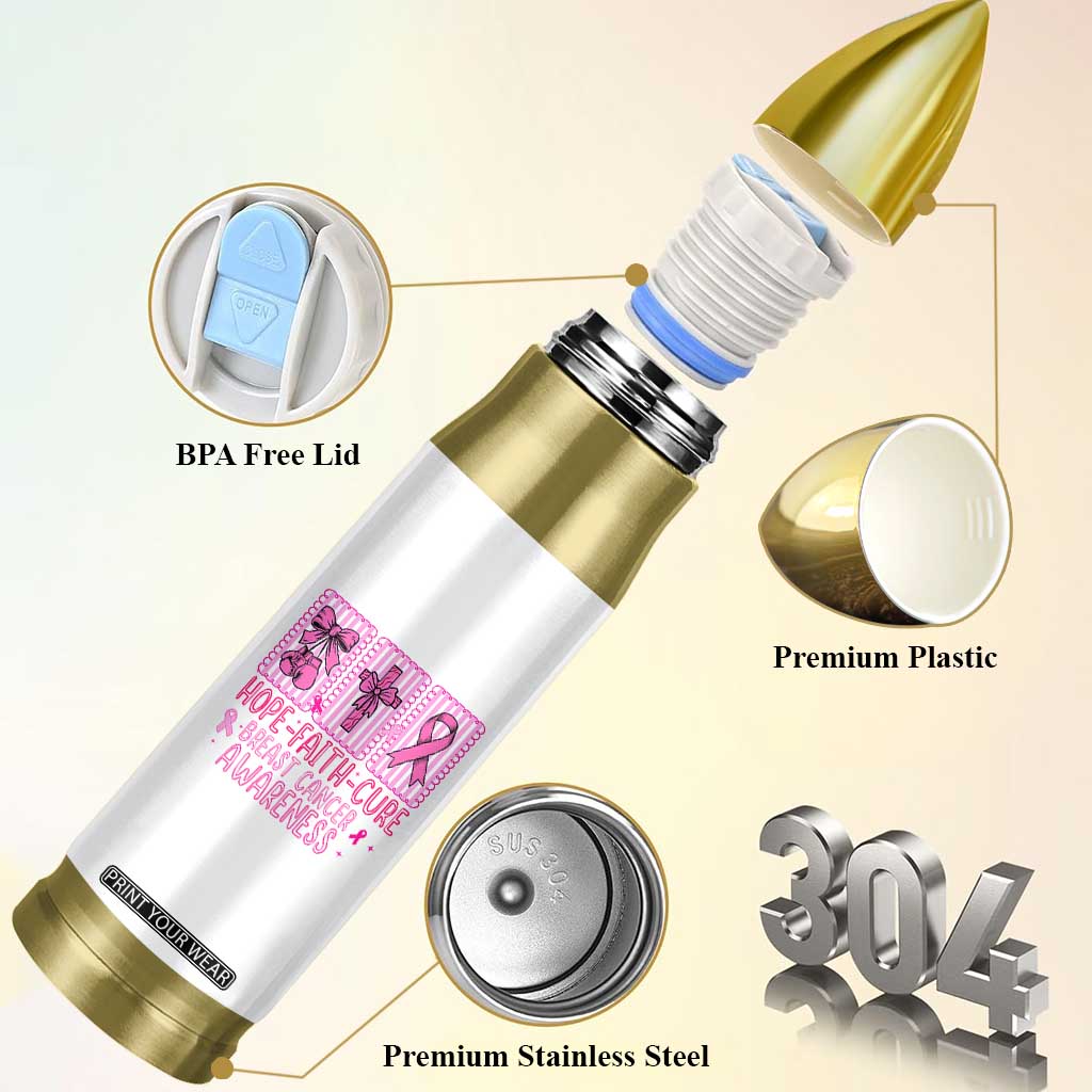 Hope Faith Cure Breast Cancer Awareness Bullet Tumbler Pink Ribbon Survivor Support Gift