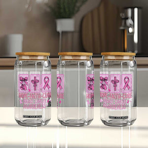Hope Faith Cure Breast Cancer Awareness Glass Can Pink Ribbon Survivor Support Gift