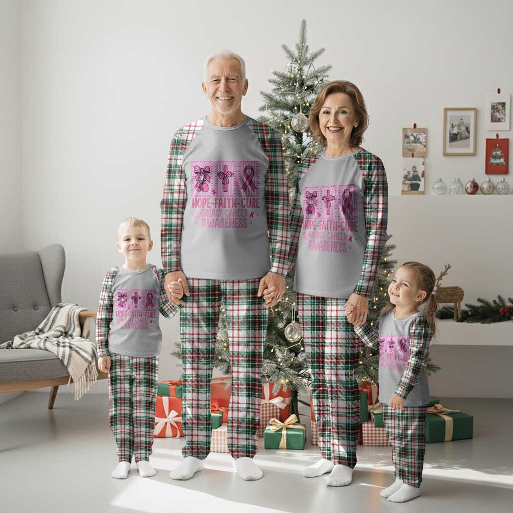 Hope Faith Cure Breast Cancer Awareness Plaid Pajama Set Pink Ribbon Survivor Support Gift